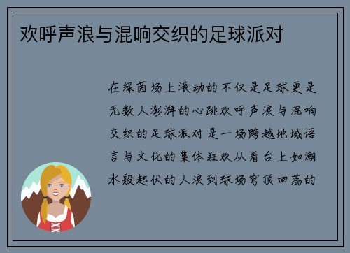 欢呼声浪与混响交织的足球派对